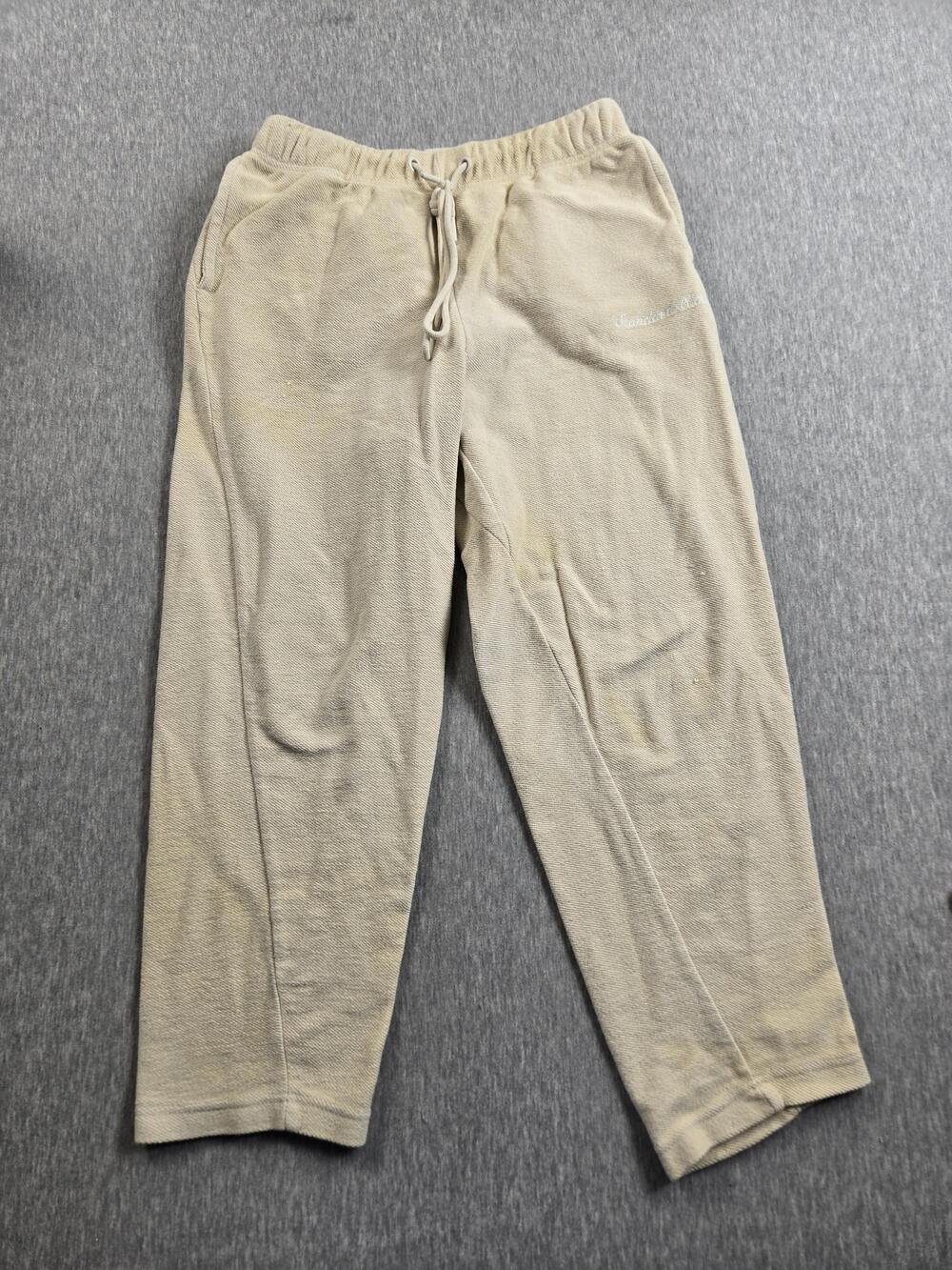 Standard Cloth Pants Mens Small Beige Textured Joggers Drawstring Casual Relaxed